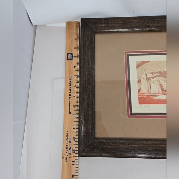 Schooner By Robert Paul 1976 Original Etching Signed By Artist In Wood Frame - Picture 12 of 16